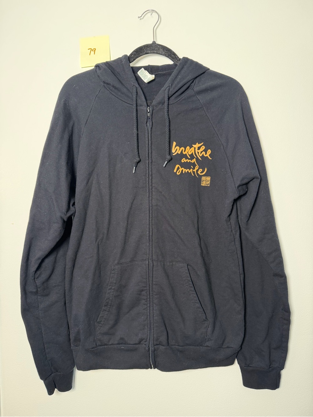Men's Black Zip-Up Hoodie with Yellow Script